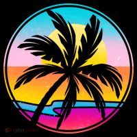 Retro Ocean Sun Palm Tree Emblem Hoodie thumb 7