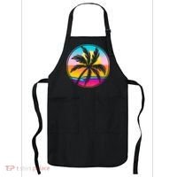 Retro Ocean Sun Palm Tree Emblem Apron thumb 0