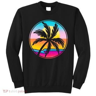 Retro Ocean Sun Palm Tree Emblem Sweatshirt