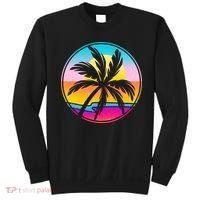 Retro Ocean Sun Palm Tree Emblem Sweatshirt thumb 0