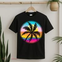 Retro Ocean Sun Palm Tree Emblem T-Shirt thumb 2