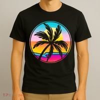 Retro Ocean Sun Palm Tree Emblem T-Shirt thumb 3