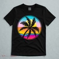Retro Ocean Sun Palm Tree Emblem T-Shirt thumb 5