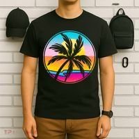 Retro Ocean Sun Palm Tree Emblem T-Shirt thumb 6