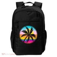Retro Ocean Sun Palm Tree Emblem Backpack thumb 0