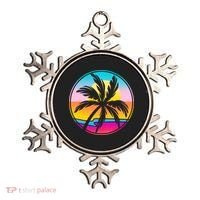 Retro Ocean Sun Palm Tree Emblem Ornament thumb 0