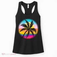 Retro Ocean Sun Palm Tree Emblem Women's Tank Top thumb 0