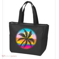 Retro Ocean Sun Palm Tree Emblem Tote Bag thumb 3