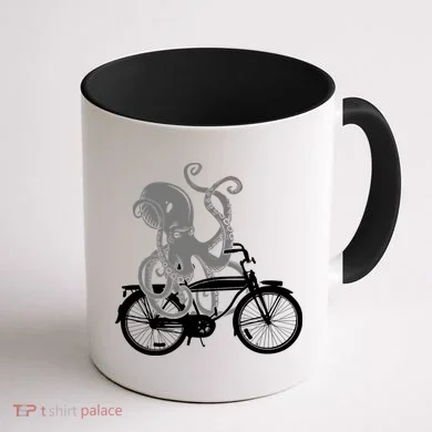 Retro Octopus Bike Coffee Mug back