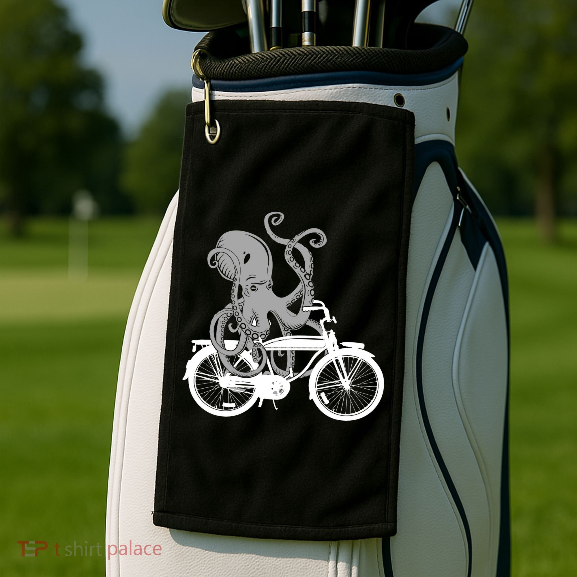 Retro Octopus Bike Golf Towel