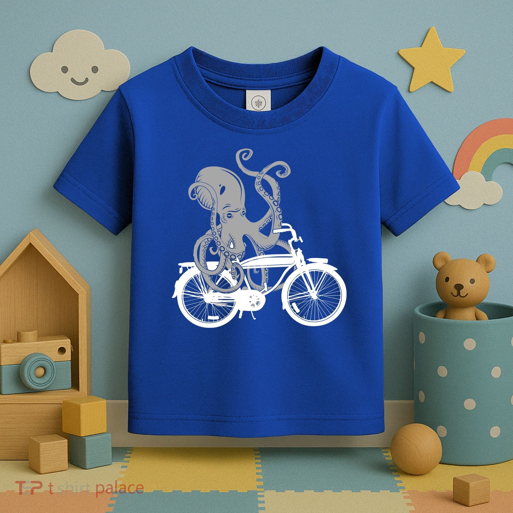 Retro Octopus Bike Toddler T-Shirt