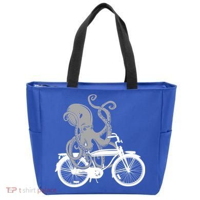 Retro Octopus Bike Tote Bag