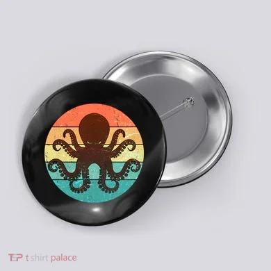 Retro Octopus Kraken  Button