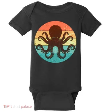 Retro Octopus Kraken  Baby Bodysuit