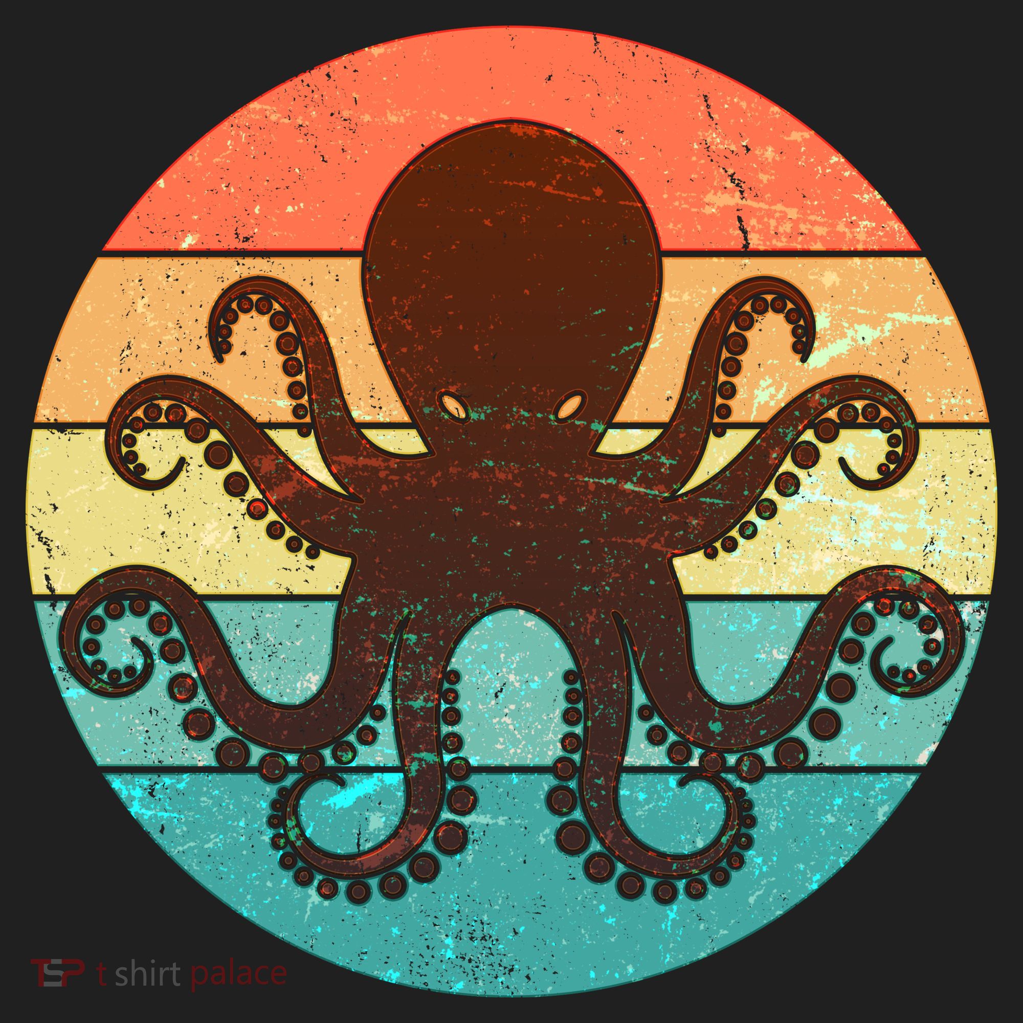 Retro Octopus Kraken  Golf Towel