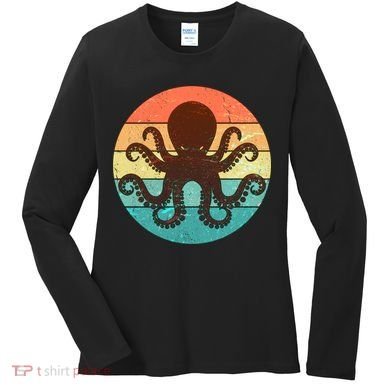 Retro Octopus Kraken  Women's Long Sleeve Shirt
