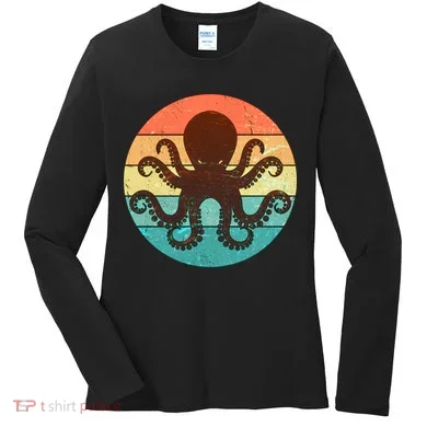 Retro Octopus Kraken  Women's Long Sleeve Shirt