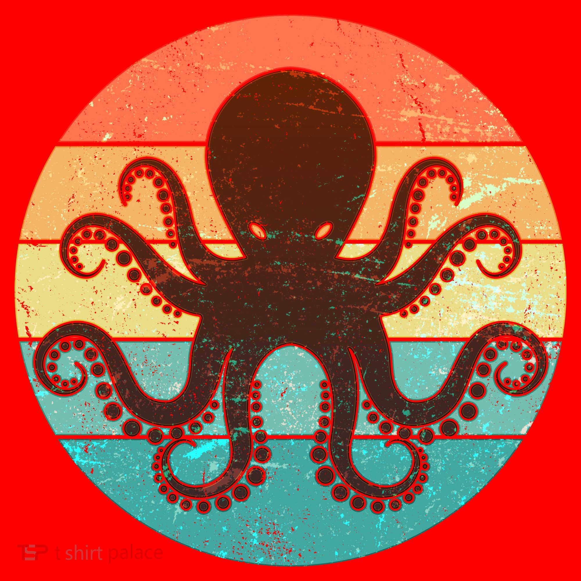 Retro Octopus Kraken  Santa Hat