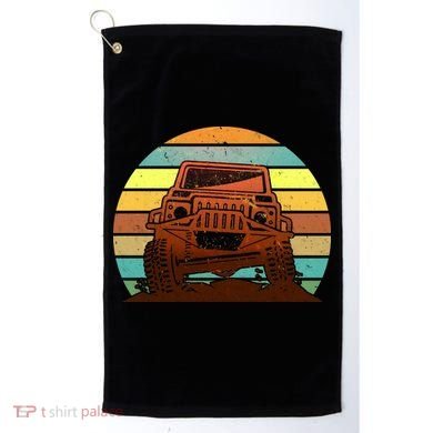 Retro Off Road Truck 4x4 Sunset Golf Towel