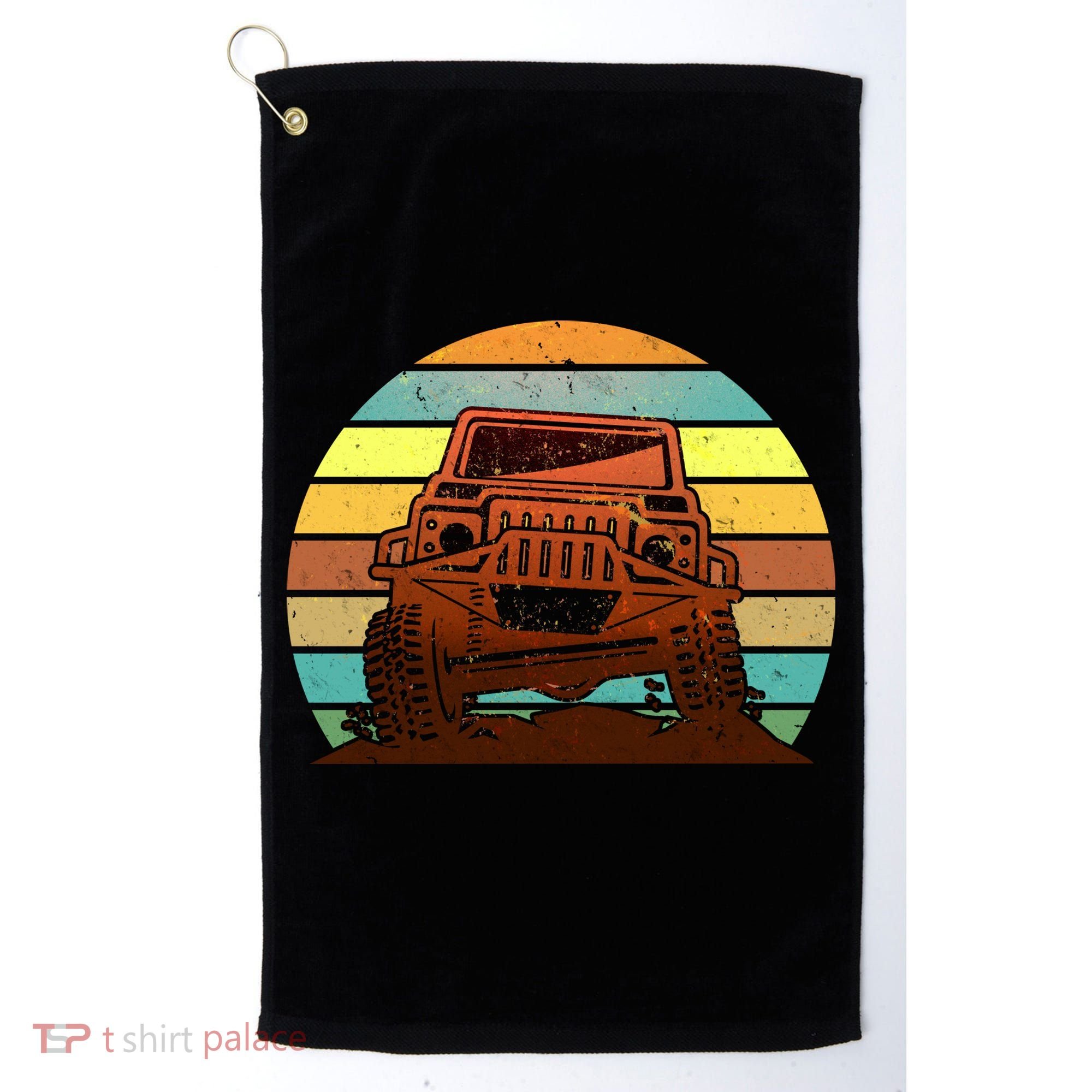 Retro Off Road Truck 4x4 Sunset Golf Towel