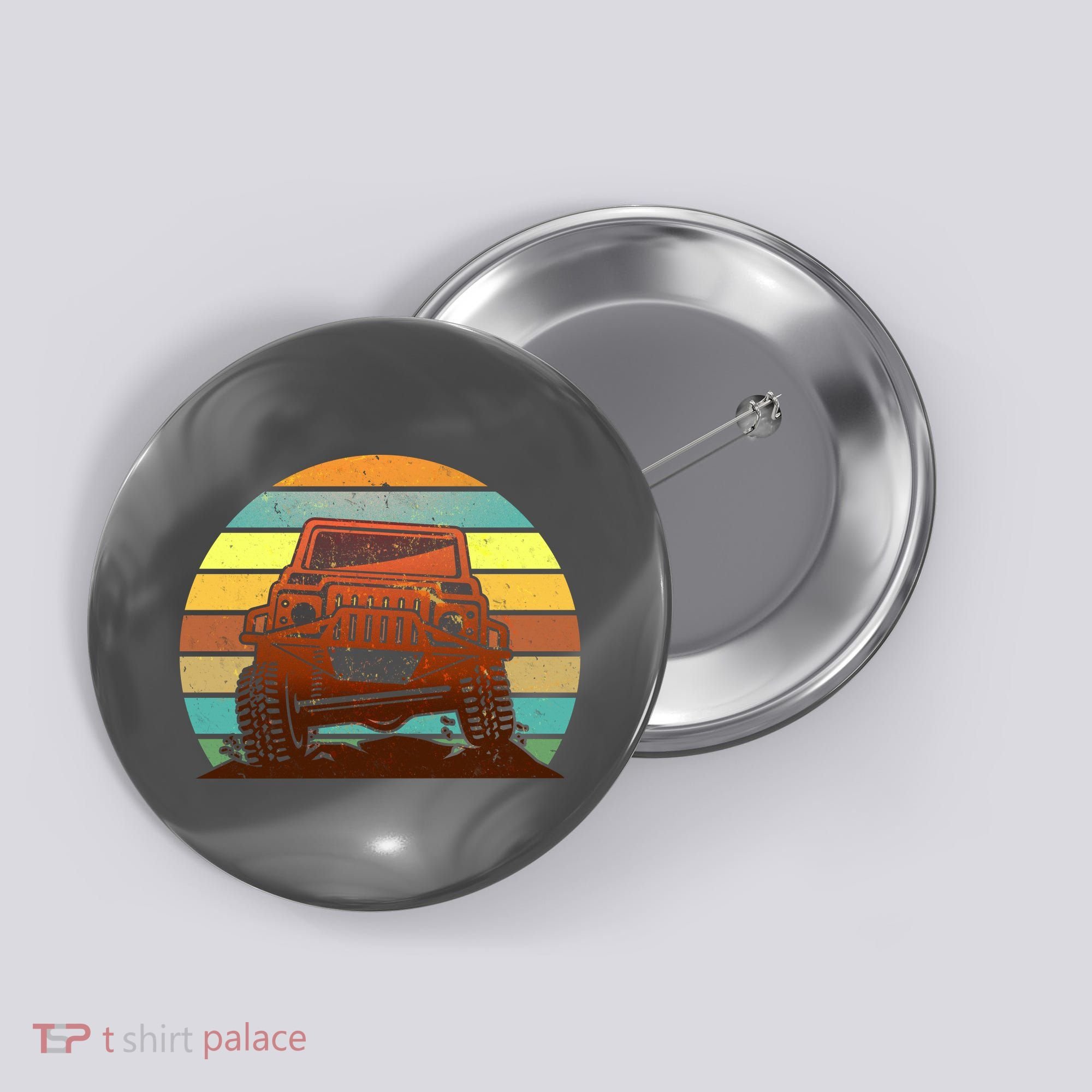 Retro Off Road Truck 4x4 Sunset Button