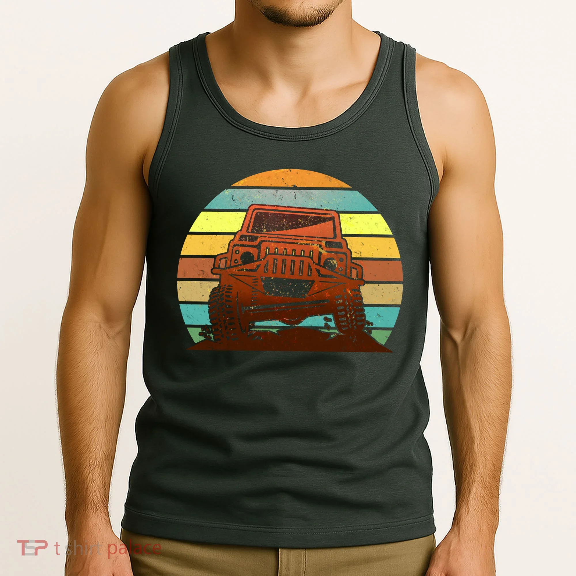 Retro Off Road Truck 4x4 Sunset Tank Top