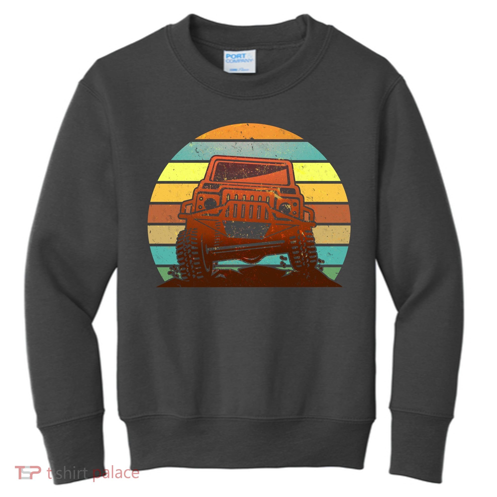 Retro Off Road Truck 4x4 Sunset Kids Sweatshirt