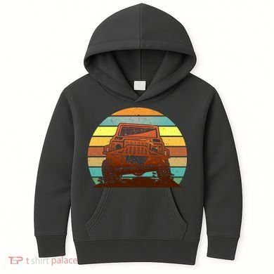 Retro Off Road Truck 4x4 Sunset Kids Hoodie