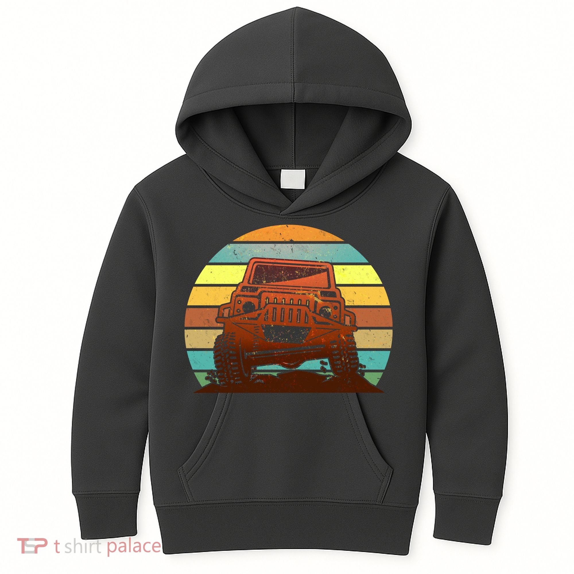 Retro Off Road Truck 4x4 Sunset Kids Hoodie