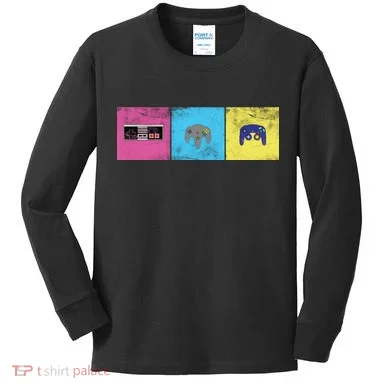 Retro Old School Gamer Kids Long Sleeve Shirt