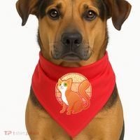 Retro Orange Cat USA-Made Doggie Bandana thumb 1