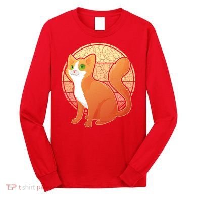 Retro Orange Cat Long Sleeve Shirt