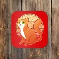 Retro Orange Cat Coaster thumb 0