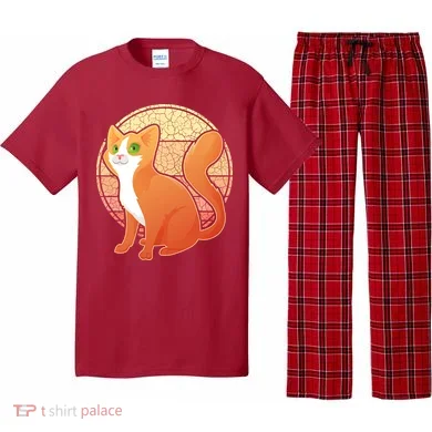 Retro Orange Cat Pajama Set