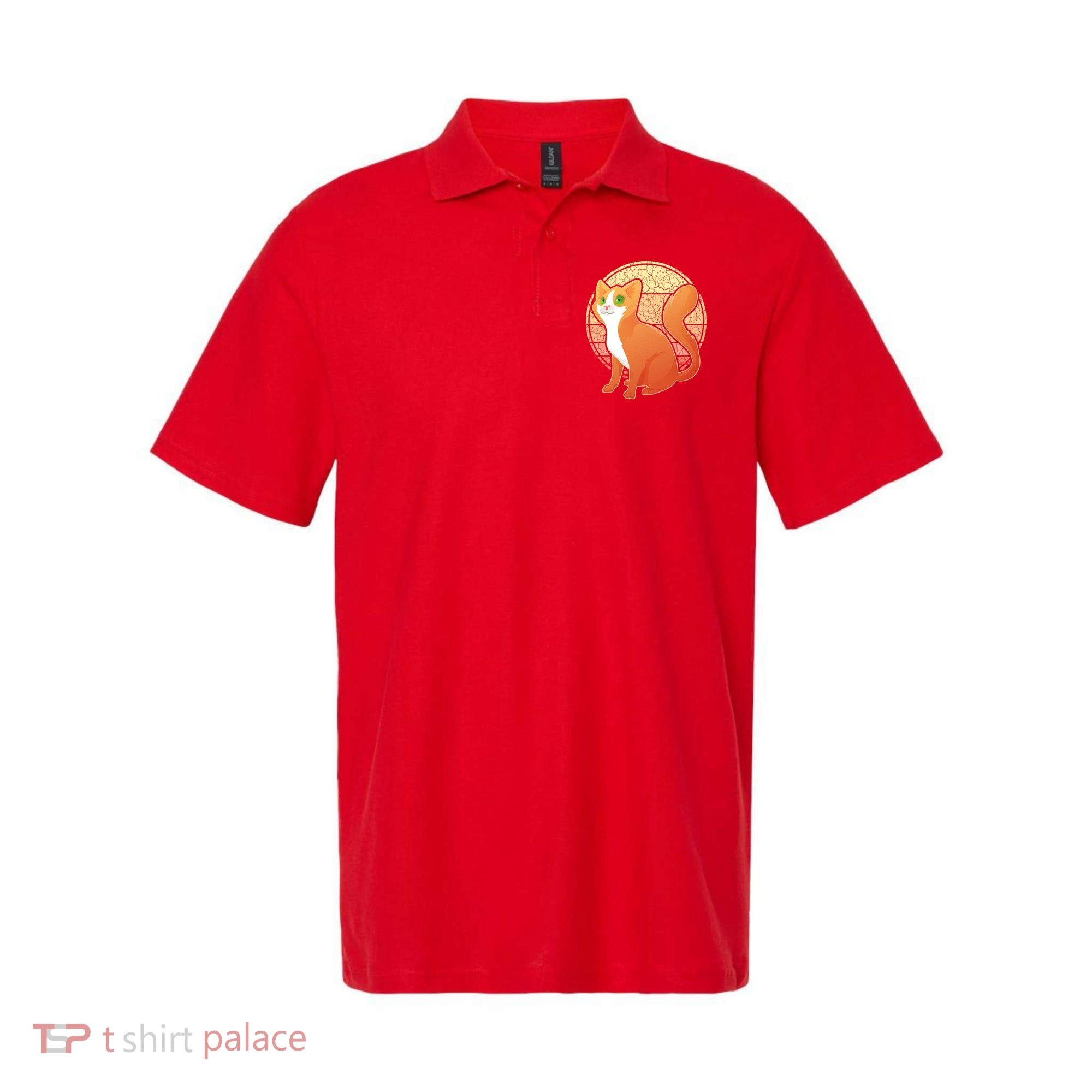 Retro Orange Cat Polo