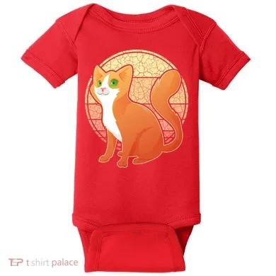 Retro Orange Cat Baby Bodysuit