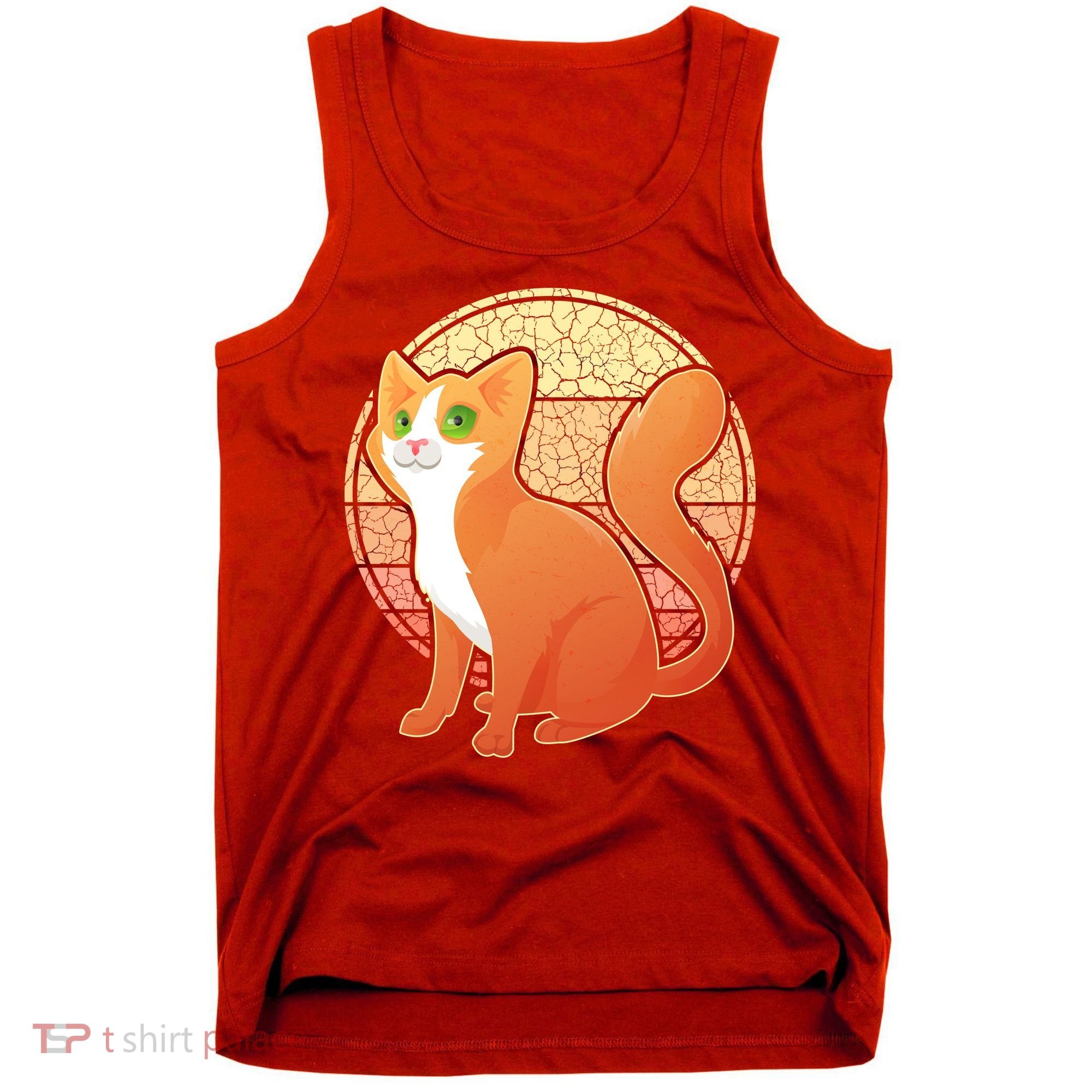 Retro Orange Cat Tank Top