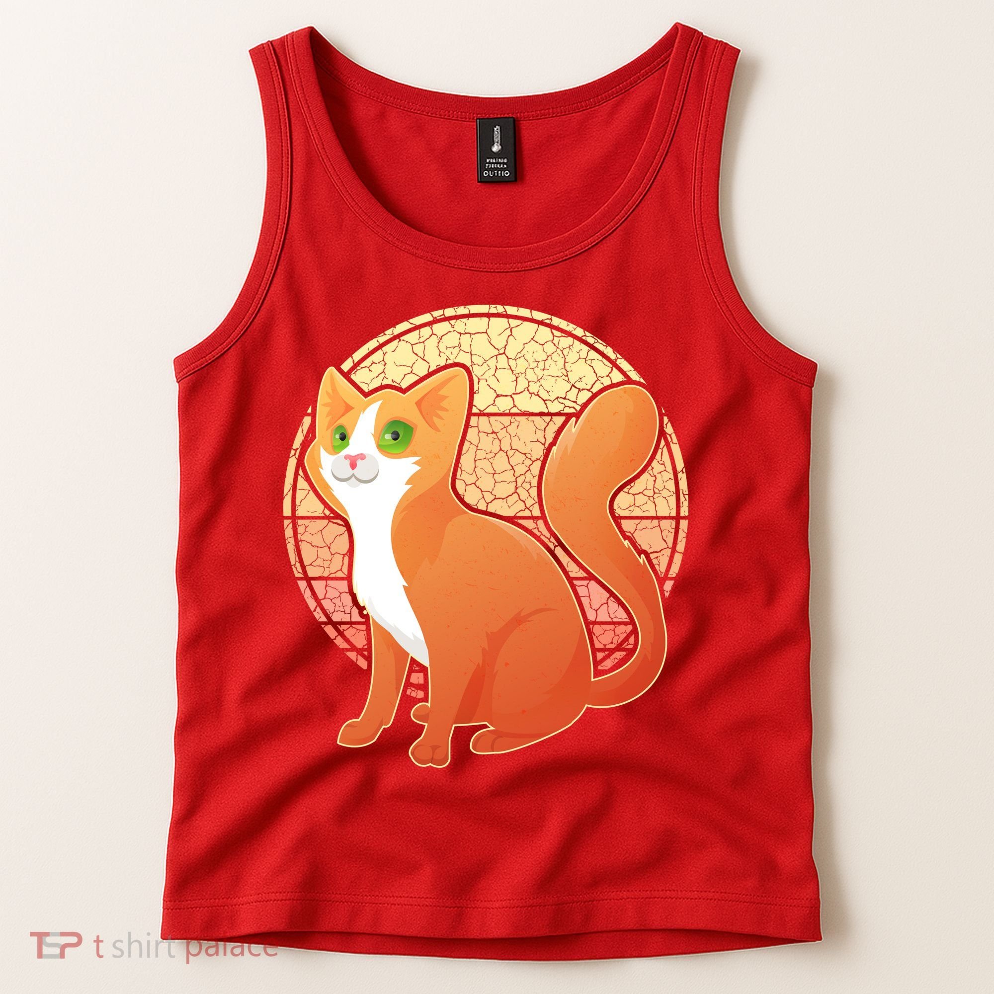 Retro Orange Cat Tank Top