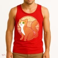 Retro Orange Cat Tank Top thumb 3
