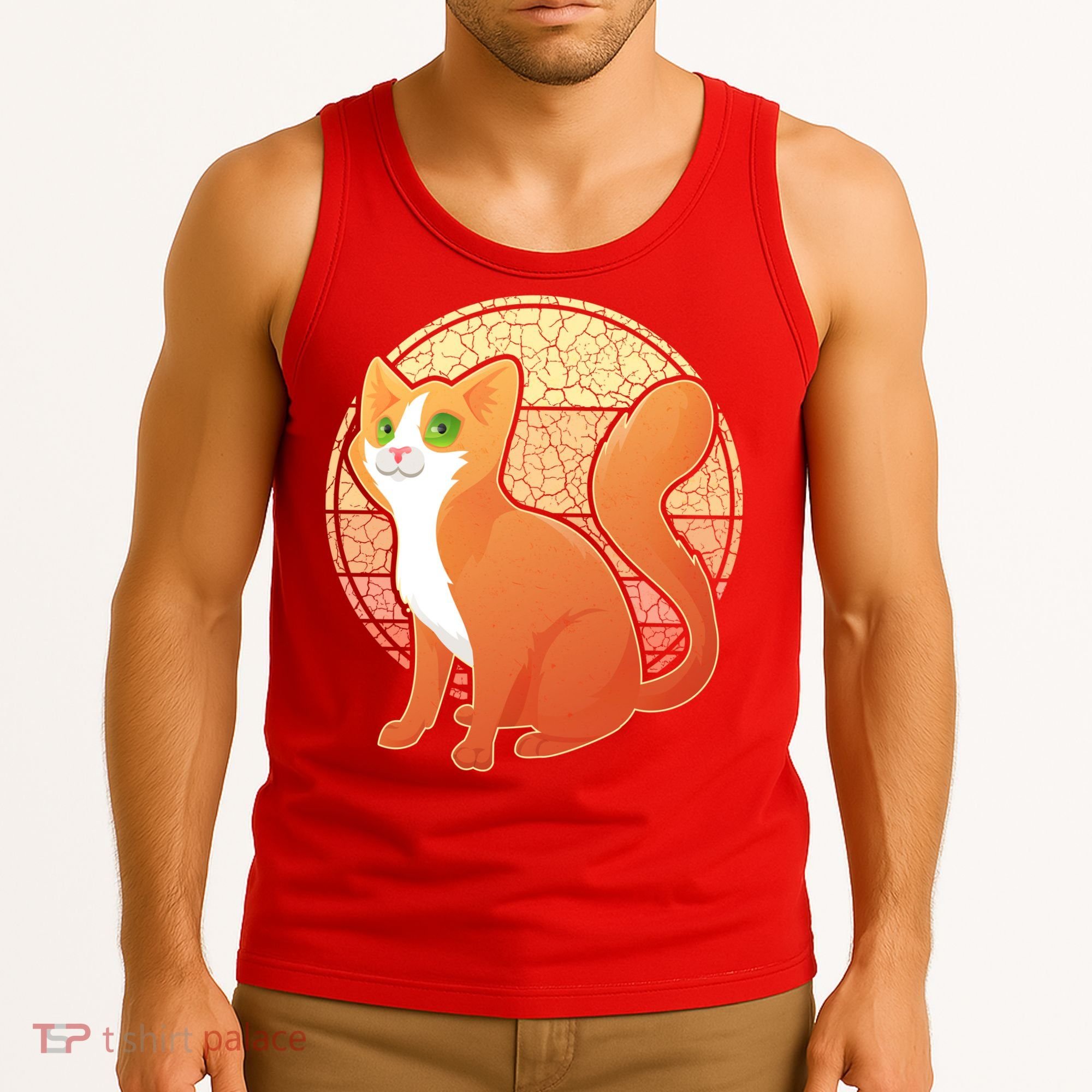 Retro Orange Cat Tank Top