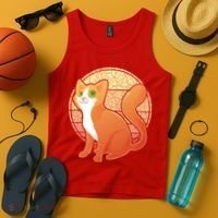 Retro Orange Cat Tank Top thumb 4