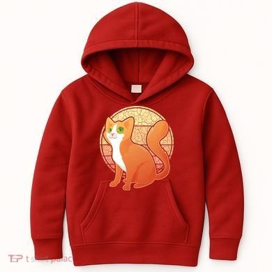 Retro Orange Cat Kids Hoodie