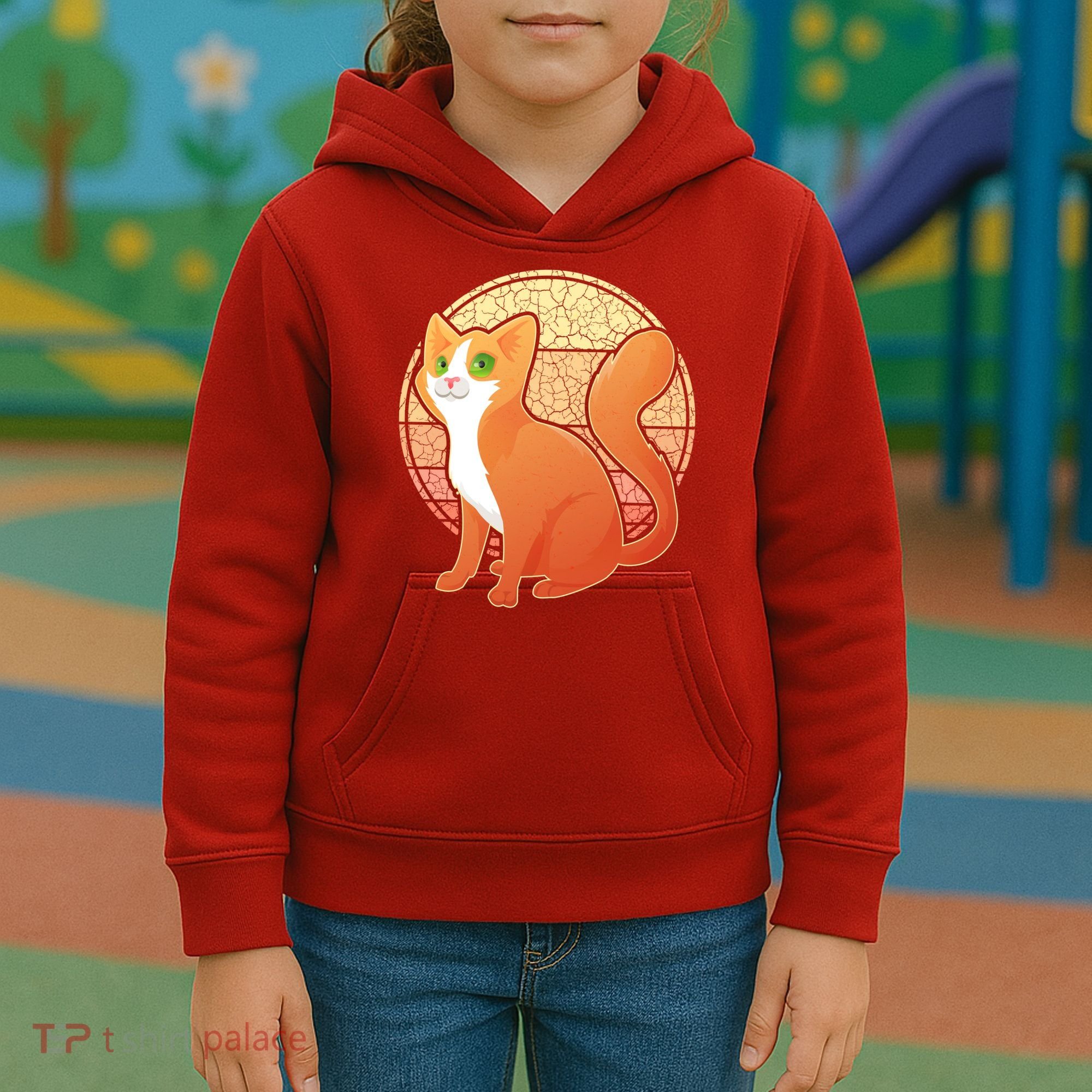 Retro Orange Cat Kids Hoodie