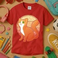 Retro Orange Cat Kids T-Shirt thumb 3