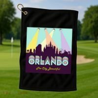 Retro Orlando Florida Golf Towel thumb 1