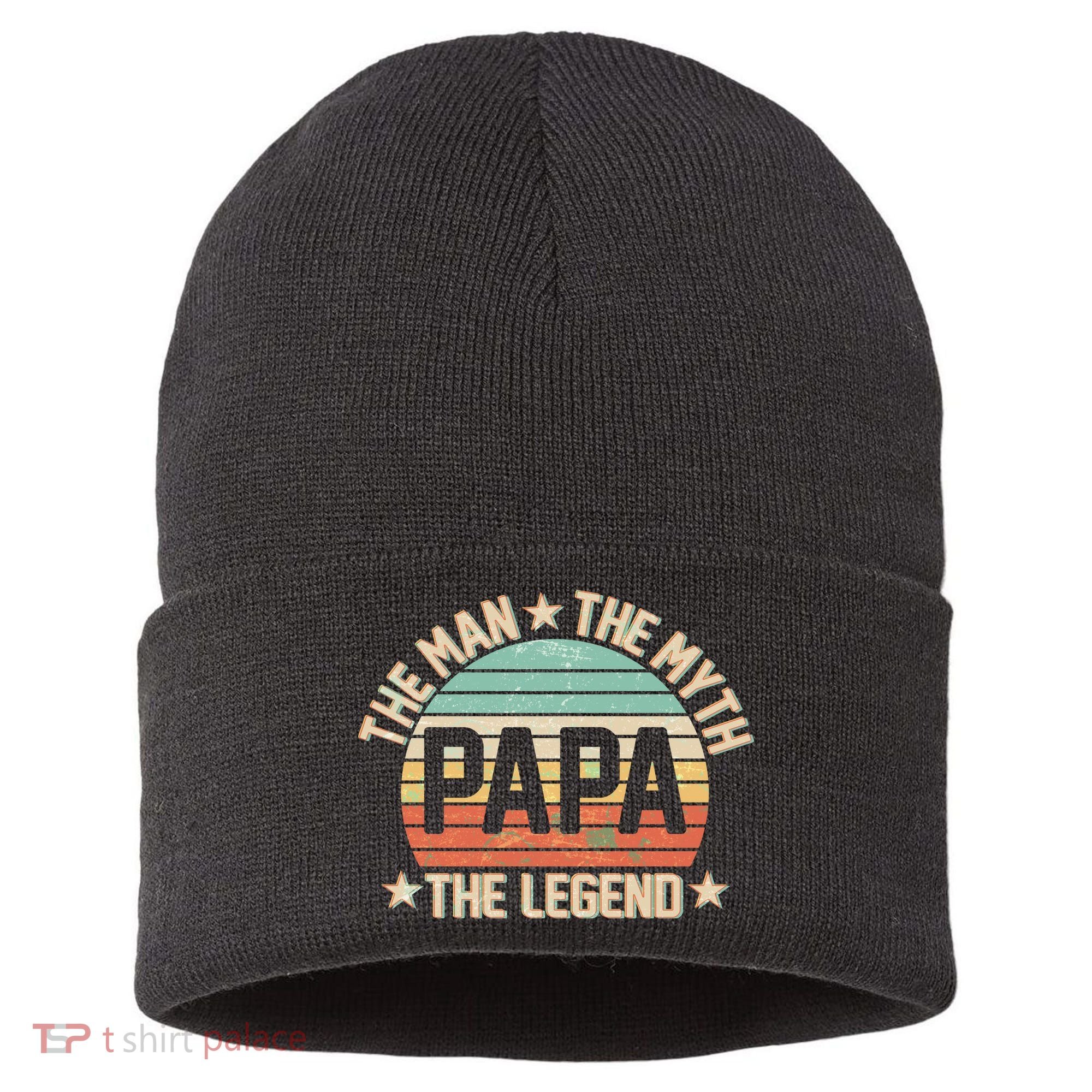 Retro Papa The Man Myth Legend Sustainable Knit Beanie