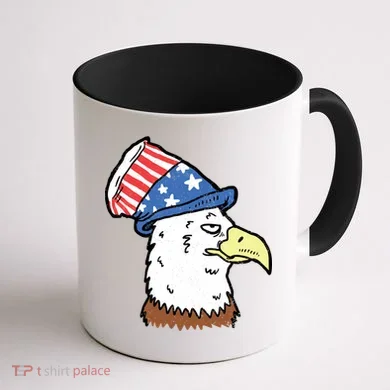 Retro Patriotic Bald Eagle  Coffee Mug back