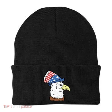 Retro Patriotic Bald Eagle Beanie