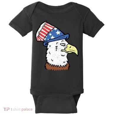 Retro Patriotic Bald Eagle  Baby Bodysuit