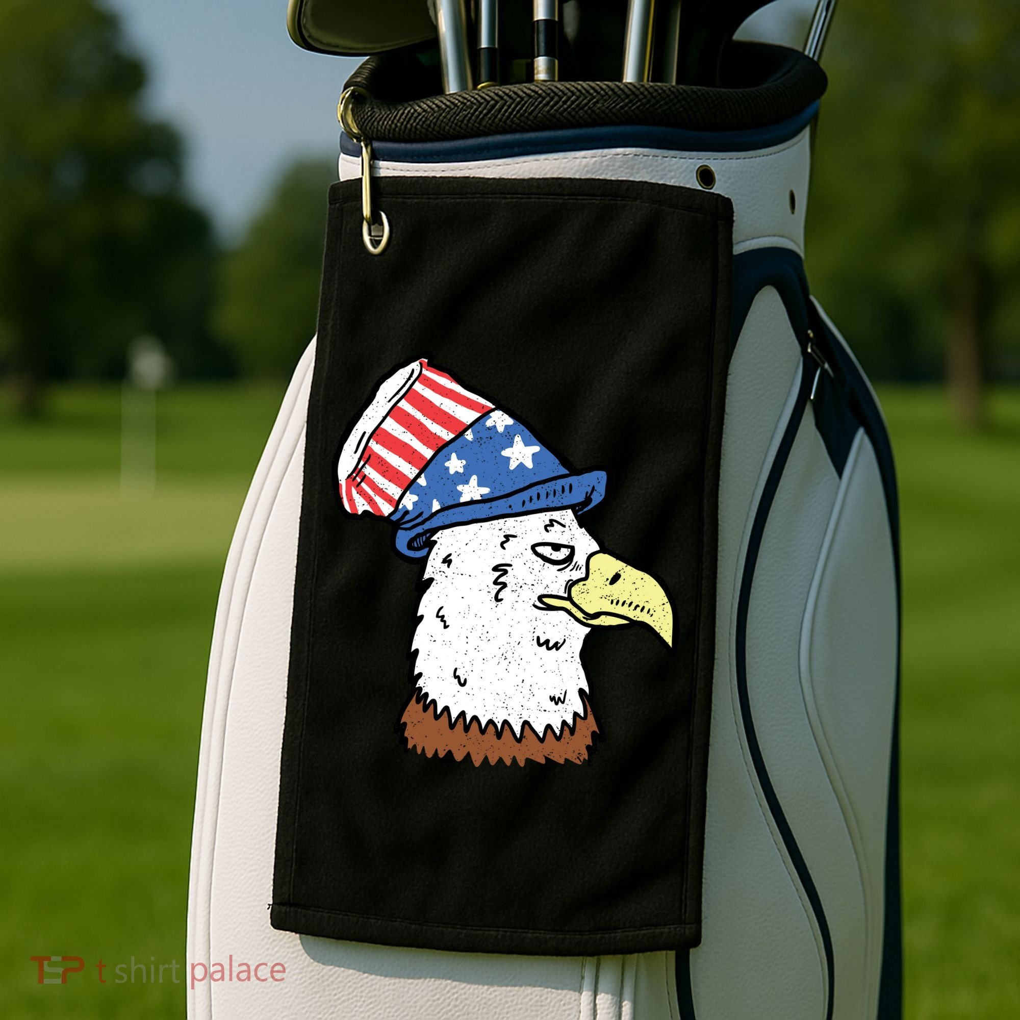 Retro Patriotic Bald Eagle  Golf Towel